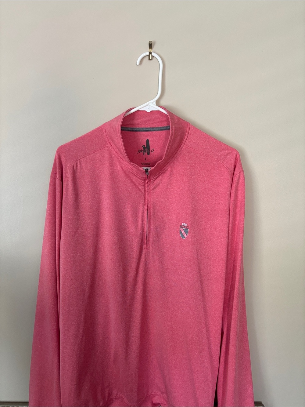 Johnnie-O Men’s Long Sleeve 1/4 Zip Performance Shirt - Pink